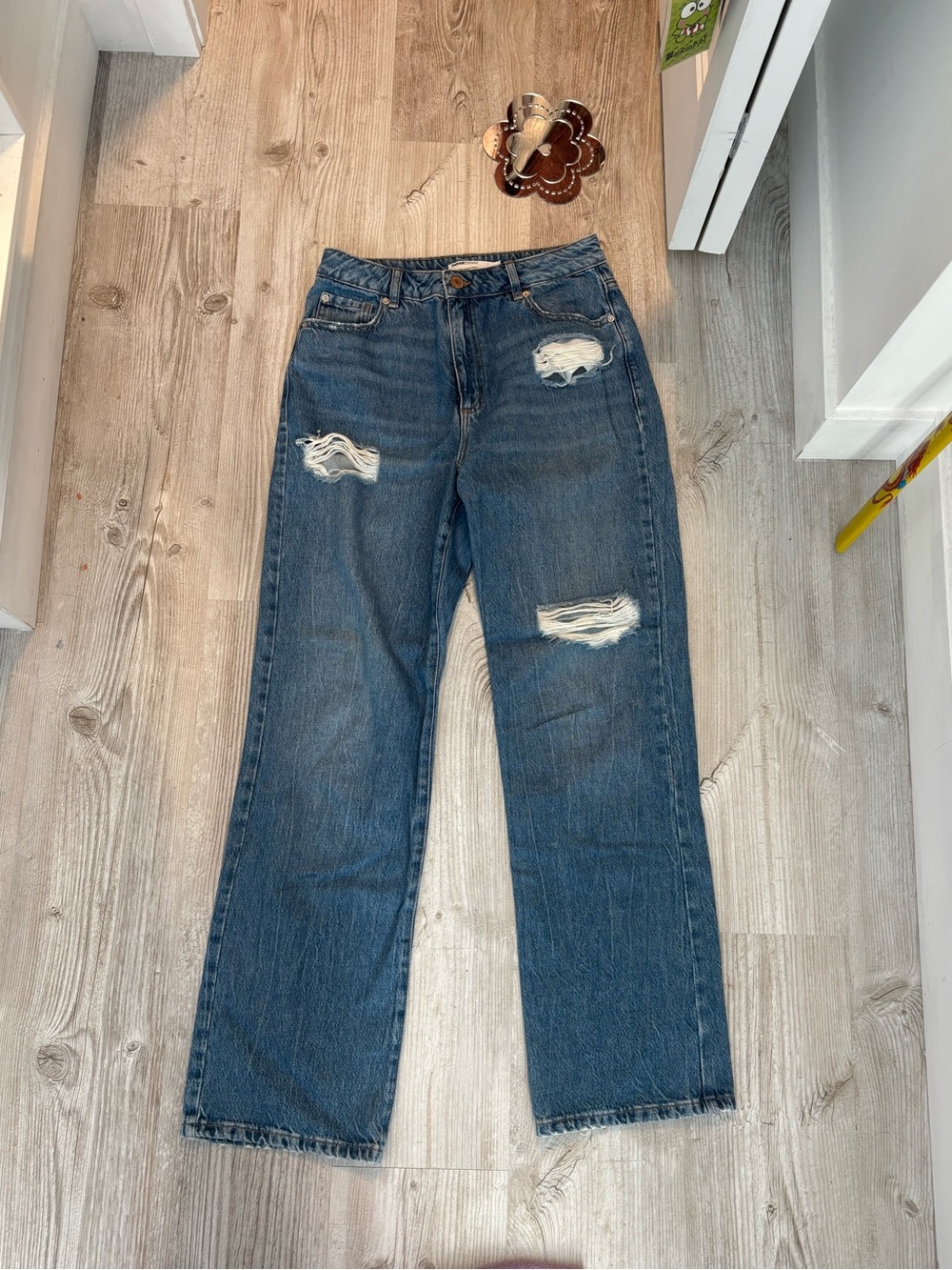 Garage Blue Straight-Leg Denim Jeans